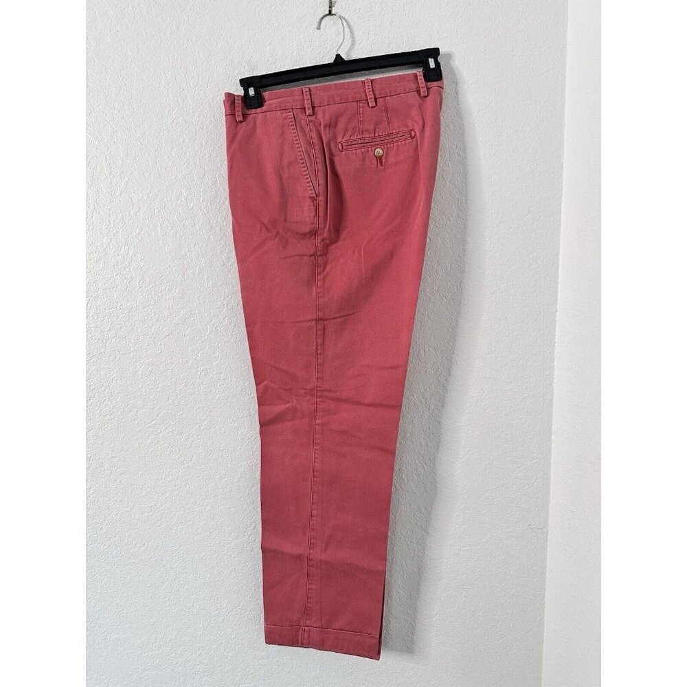 Peter Millar Men's Raleigh Washed Twill Flat Front Cuff Pants‎ Dark Pink Size 36